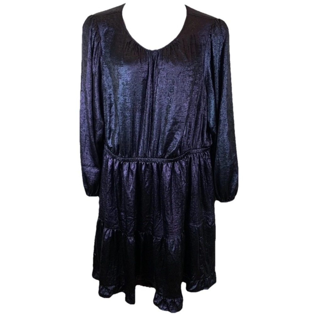 Lane Bryant Metallic Fit & Flare Dress Womens 24 Navy Blue‎ Shimmer NWT Midi